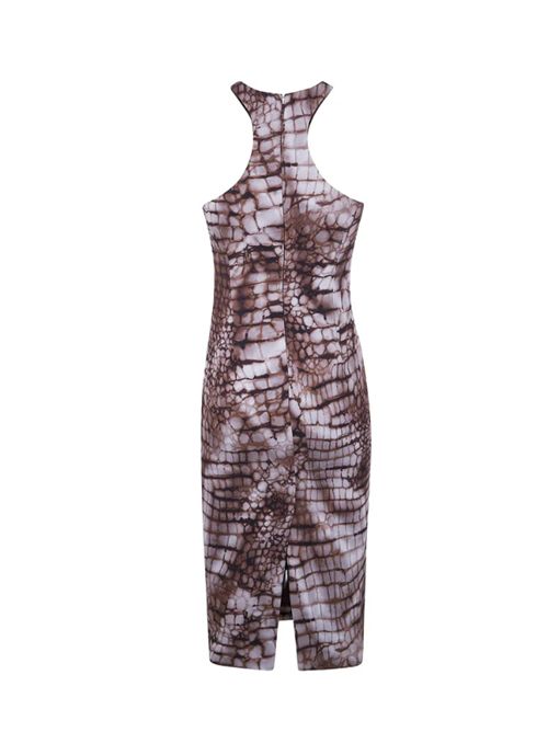 ANIMAL-PRINT MIDI DRESS ELISABETTA FRANCHI | AB89161E2644 cacao